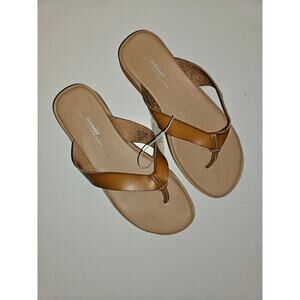 Old Navy Size W9 Brown Leather Flip Flops with Thick Sole